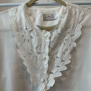 Vintage Kathy Che Blouse with Appliqué Collar - M